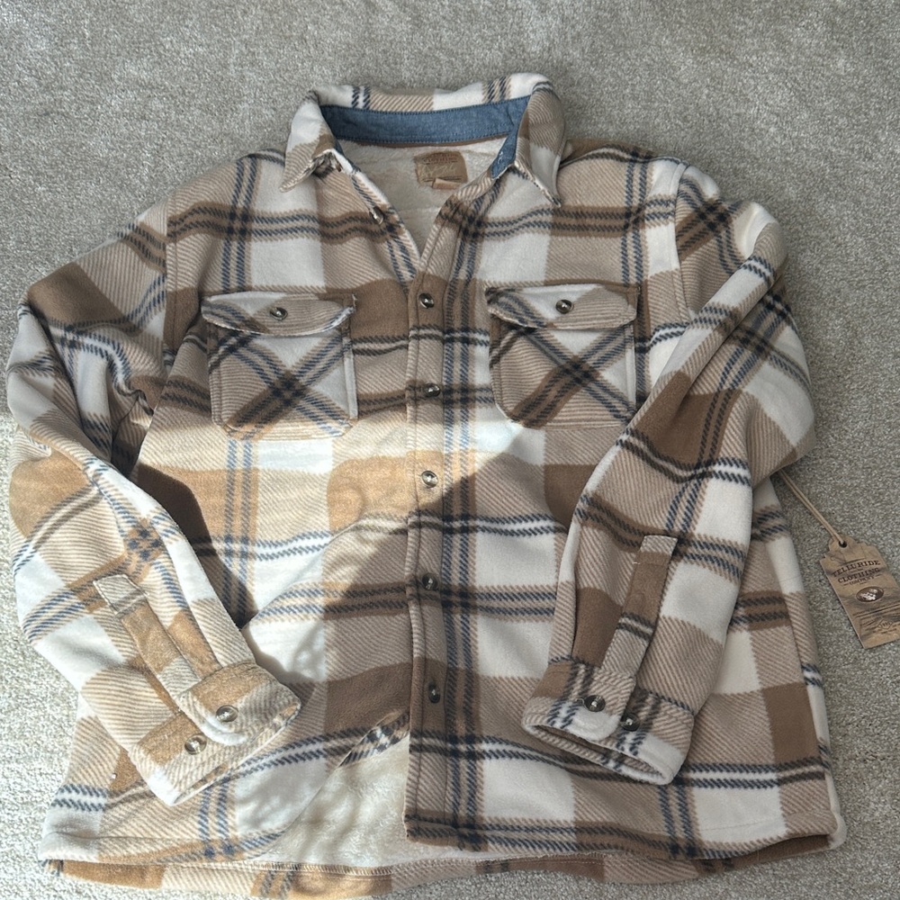 Plaid Fleece Men’s in Tan and Cream